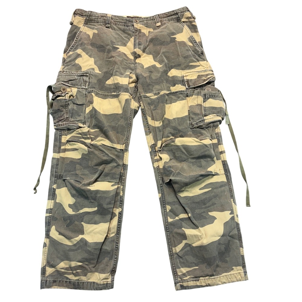 Abercrombie & Fitch Mens Camo Cargo Pants Green Camouflage Straight Leg 32x30
